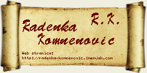 Radenka Komnenović vizit kartica